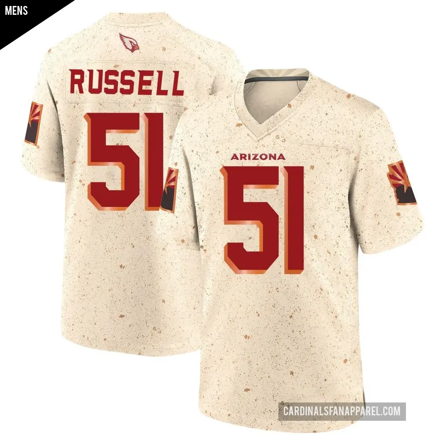 Men's Arizona Cardinals ＃51 J.J. Russell Game Natural 2025 Rivalries Collection Jersey