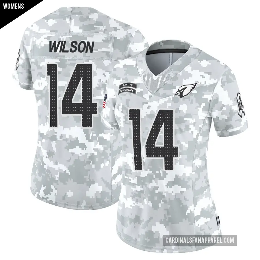 Women's Arizona Cardinals ＃14 Michael Wilson Arctic Camo Limited 2024 Salute to Service Jersey