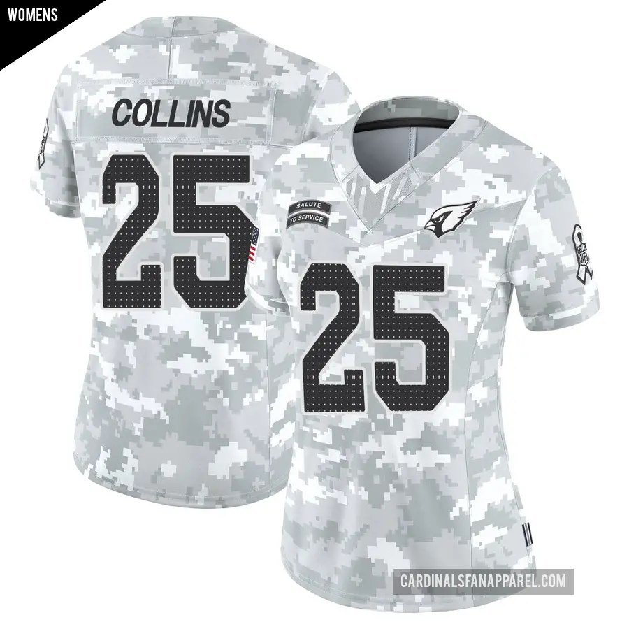 Women's Arizona Cardinals ＃25 Zaven Collins Arctic Camo Limited 2024 Salute to Service Jersey