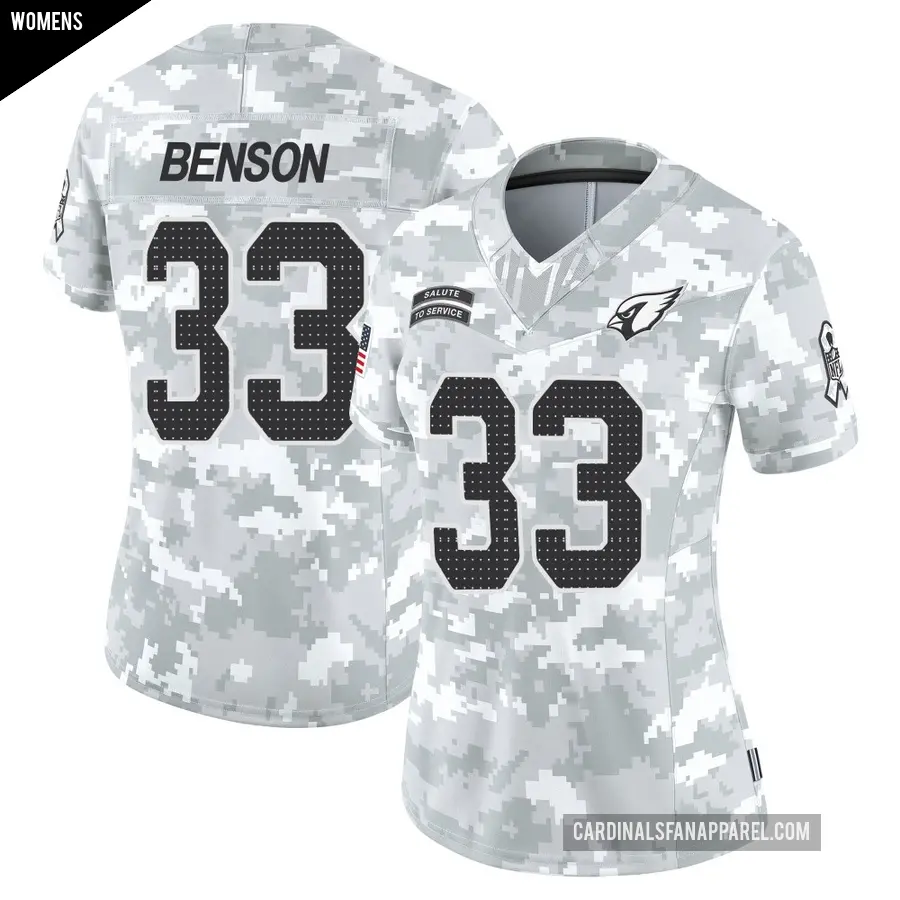 Women's Arizona Cardinals ＃33 Trey Benson Arctic Camo Limited 2024 Salute to Service Jersey