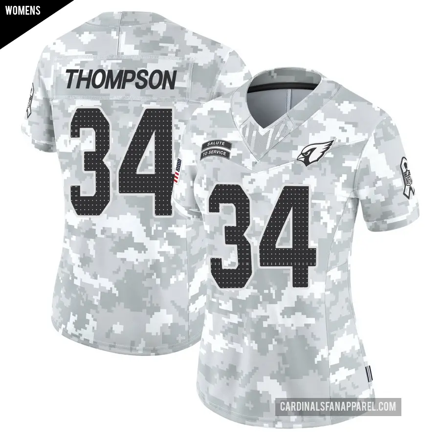 Women's Arizona Cardinals ＃34 Jalen Thompson Arctic Camo Limited 2024 Salute to Service Jersey