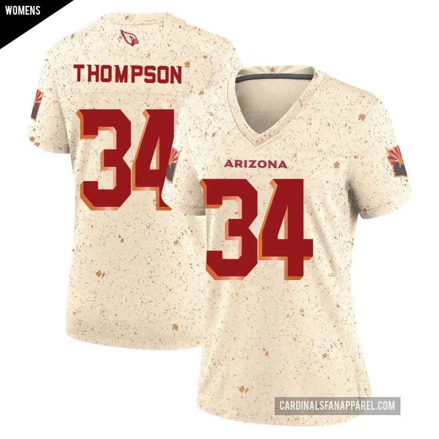 Women's Arizona Cardinals ＃34 Jalen Thompson Game Natural 2025 Rivalries Collection Jersey