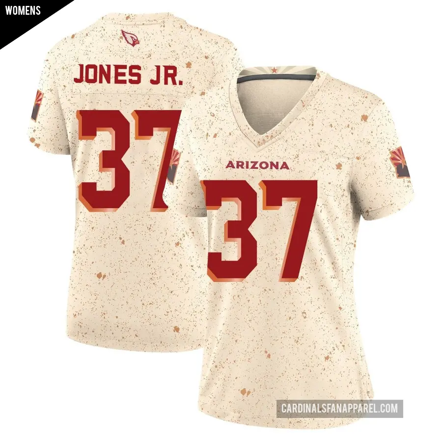 Women's Arizona Cardinals ＃37 Tony Jones Jr. Game Natural 2025 Rivalries Collection Jersey