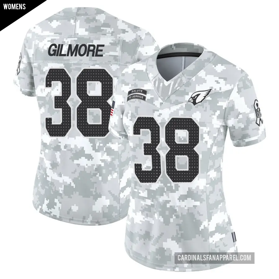 Women's Arizona Cardinals ＃38 Steven Gilmore Arctic Camo Limited 2024 Salute to Service Jersey