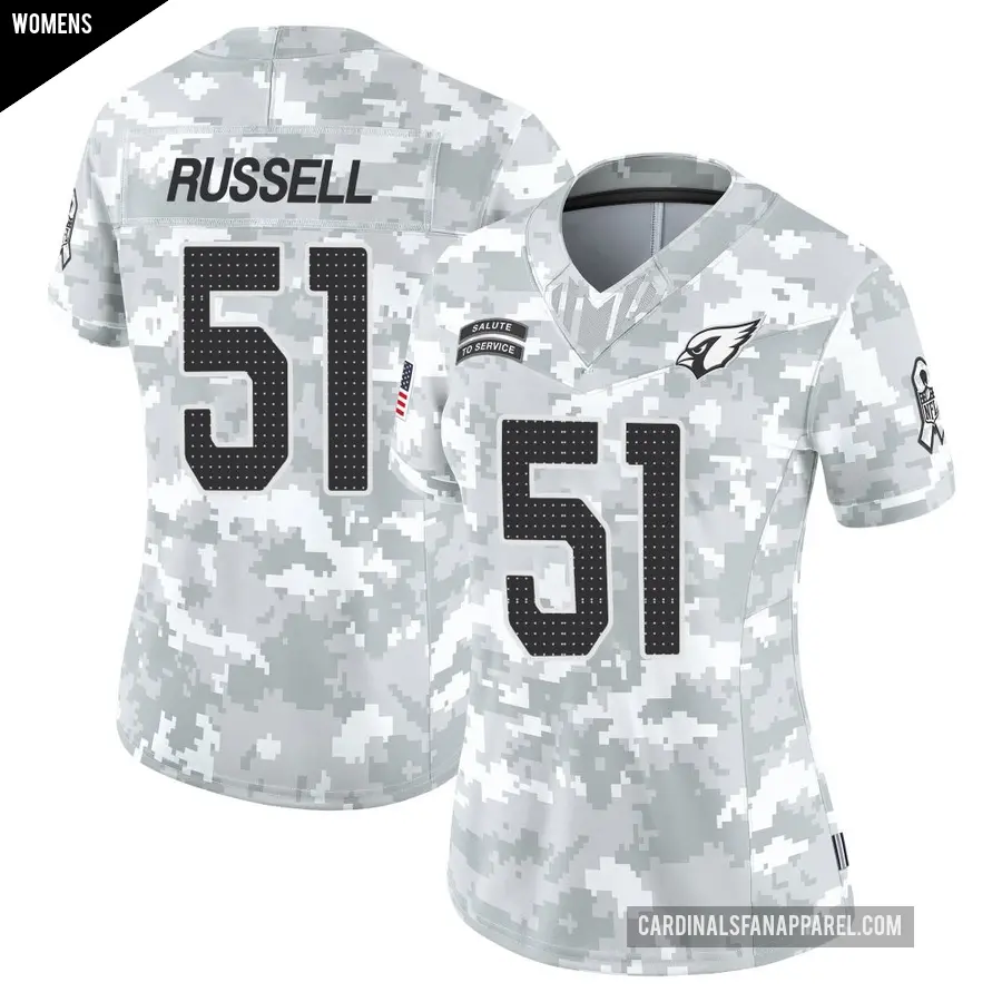 Women's Arizona Cardinals ＃51 J.J. Russell Arctic Camo Limited 2024 Salute to Service Jersey