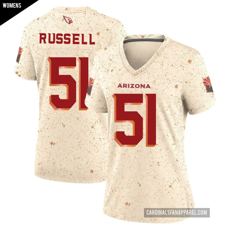 Women's Arizona Cardinals ＃51 J.J. Russell Game Natural 2025 Rivalries Collection Jersey