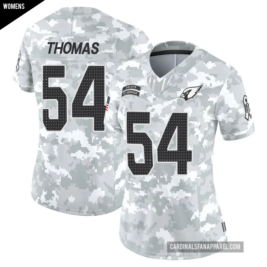 Women's Arizona Cardinals ＃54 Xavier Thomas Arctic Camo Limited 2024 Salute to Service Jersey
