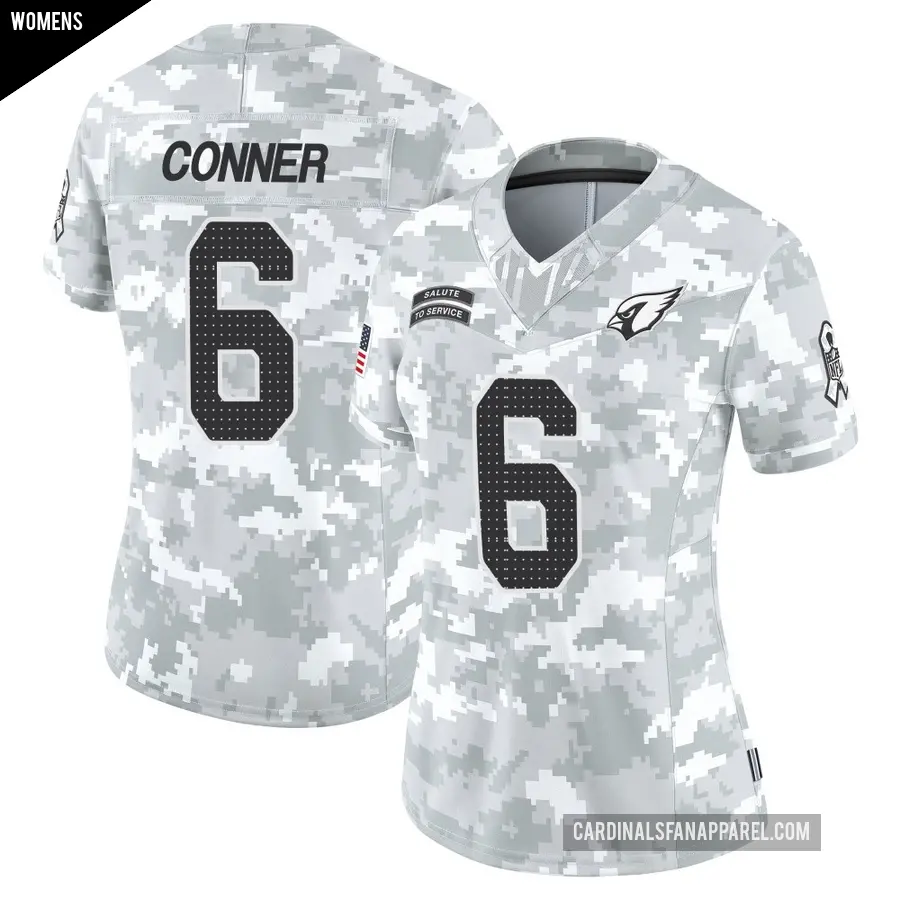 Women's Arizona Cardinals ＃6 James Conner Arctic Camo Limited 2024 Salute to Service Jersey