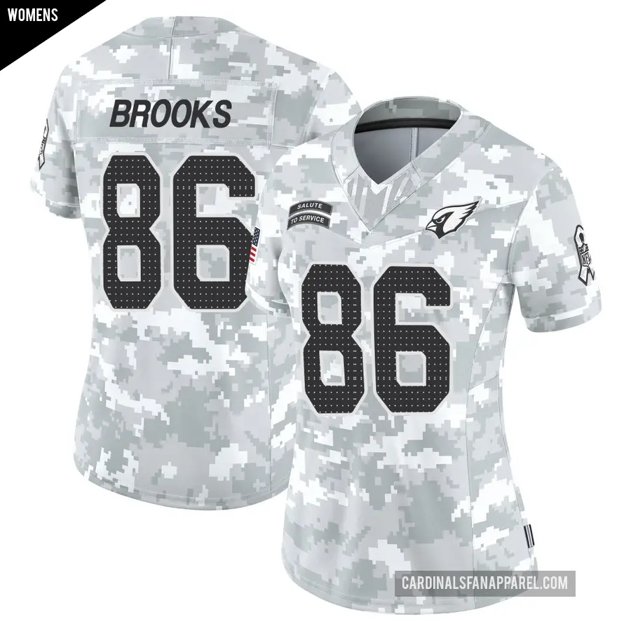 Women's Arizona Cardinals ＃86 Jalen Brooks Arctic Camo Limited 2024 Salute to Service Jersey