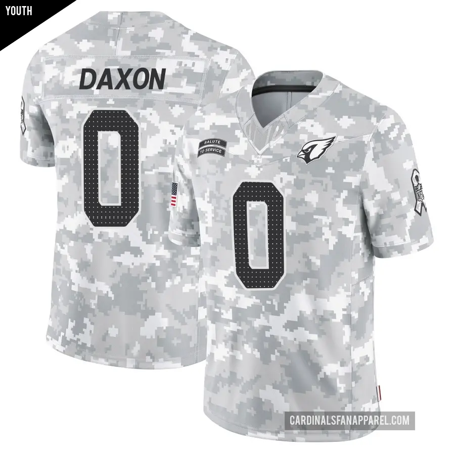 Youth Arizona Cardinals ＃0 Denzel Daxon Arctic Camo Limited 2024 Salute to Service Jersey