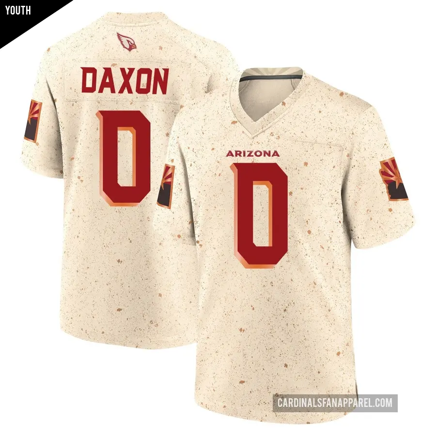 Youth Arizona Cardinals ＃0 Denzel Daxon Game Natural 2025 Rivalries Collection Jersey