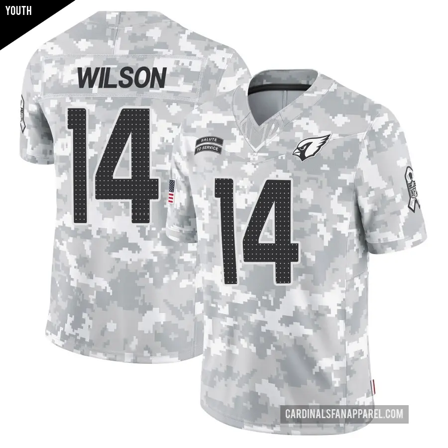 Youth Arizona Cardinals ＃14 Michael Wilson Arctic Camo Limited 2024 Salute to Service Jersey