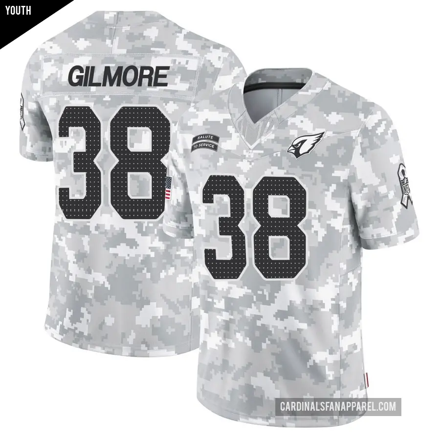 Youth Arizona Cardinals ＃38 Steven Gilmore Arctic Camo Limited 2024 Salute to Service Jersey