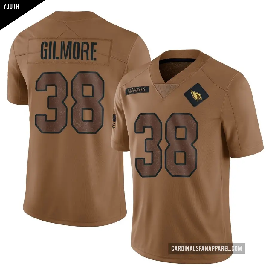 Youth Arizona Cardinals ＃38 Steven Gilmore Brown Limited 2023 Salute To Service Jersey