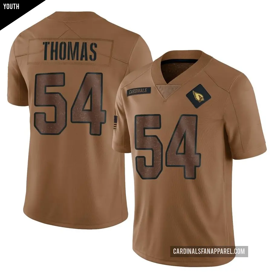 Youth Arizona Cardinals ＃54 Xavier Thomas Brown Limited 2023 Salute To Service Jersey