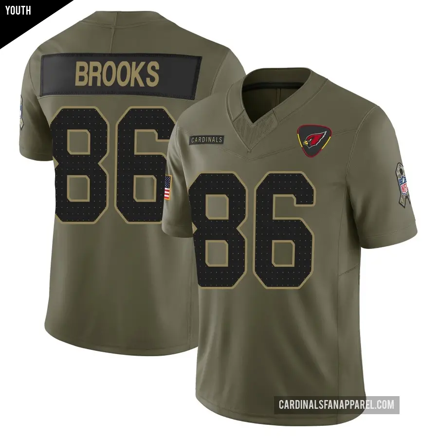 Youth Arizona Cardinals ＃86 Jalen Brooks Olive Limited 2025 Salute to Service Jersey